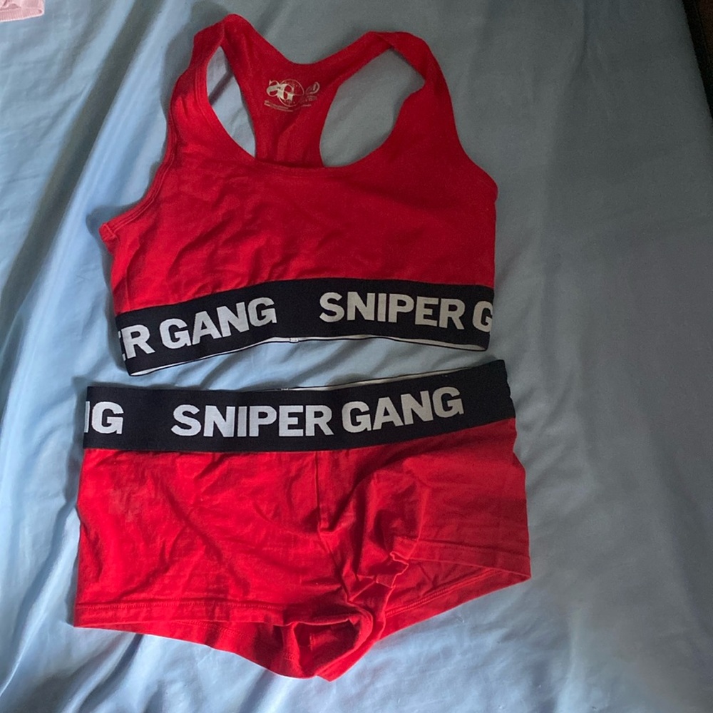 Sniper Gang, womans 2 piece, M, red